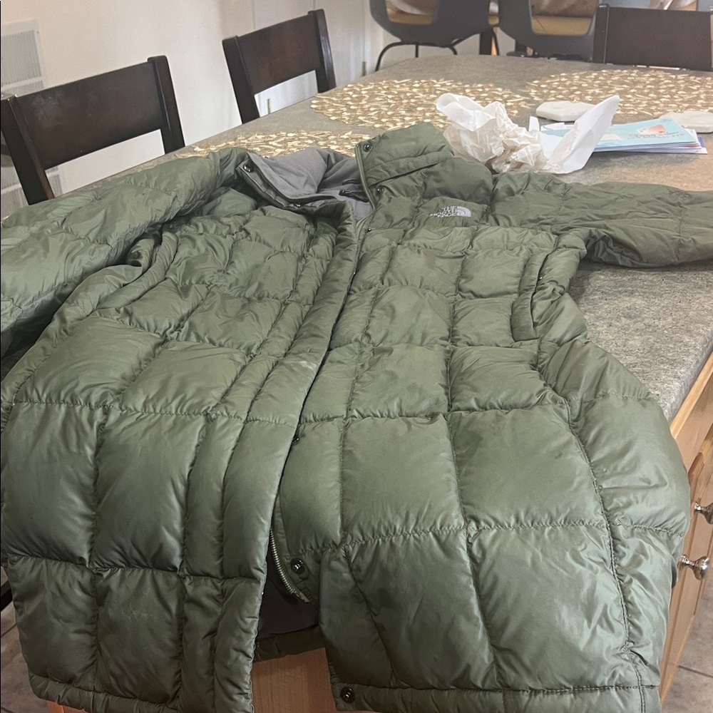 The North Face Olive Quilted Puffer Coat